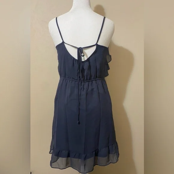 American Eagle Outfitters women’s junior’s dress small sheer navy - Picture 3 of 8